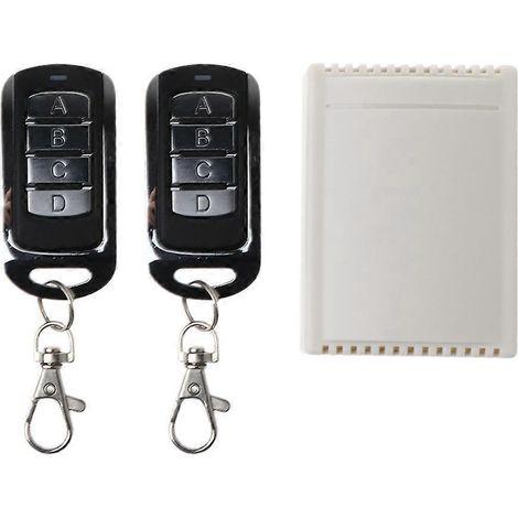 Télécommande RF sans fil 4 canaux avec transmetteur 4 boutons et 2 télécommandes - DC24V