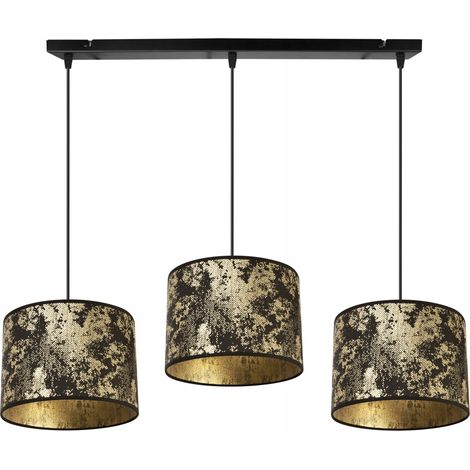 Lámpara colgante, araña, lámpara de techo, pantalla con estampado dorado (1/5)
