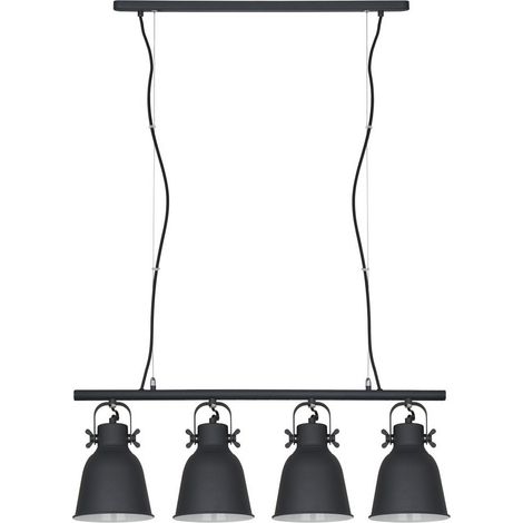 Italux Lavare - Suspension scandinave blanche, noire à 4 lumières avec abat-jour noir, blanc, E27