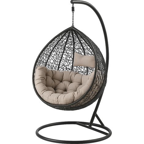 POLTRONA SOSPESA SEDIA A DONDOLO IN POLIRATTAN 105xh195 cm "LUNA" DESIGN OVETTO (1/2)