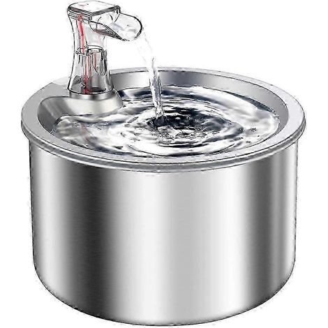 Trinkbrunnen aus Edelstahl für Haustiere, 2 Liter, leiser automatischer Spender für Katzen und Hunde, robust und langlebig (1/5)