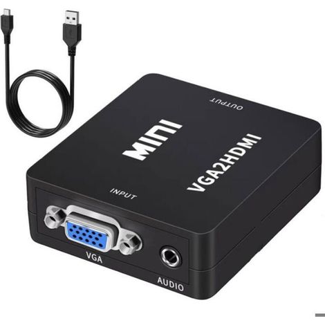 Convertisseur VGA Vers HDMI - Conversion Vidéo Et Audio - Compatible Ordinateur PC Projecteur TV Console - Sans Pilote - 1 Pièce (1/5)
