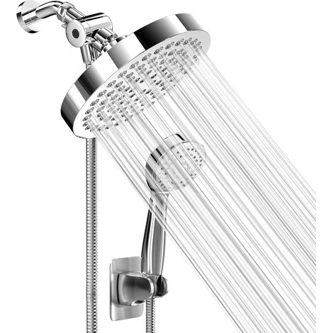 Soffione doccia con combinazione portatile, soffione doccia a pioggia ad alta pressione da 6" con tubo flessibile per vasca portatile da 70" - Soffione doccia girevole regolabile Ugello anti-rovesciam (1/5)