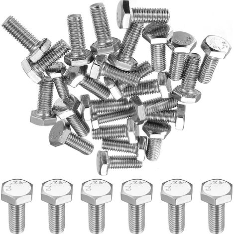 Lot de 50 vis à tête hexagonale M8 x 20 mm, 6 pans, vis filetées à tête hexagonale, boulons entièrement filetés pour travaux de construction métallique, machines automobiles, bricolage (1/5)