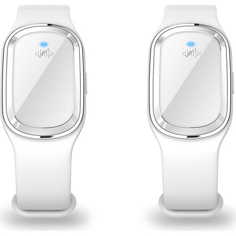 Lot de 2 Bracelet anti-moustiques à ultrasons avec câble de charge USB, convient pour adultes et enfants (Blanc) (1/4)