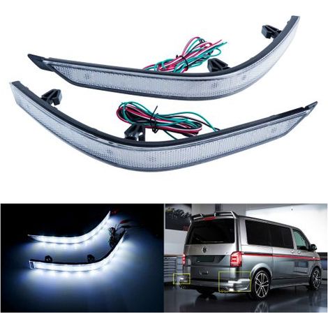 Kit 2 Fanali Posteriori A Led Trasparente Con Luce Rosso Bianco Per VW Multivan T5 Caravelle Transporter T6 OEM 7E0945105D (1/3)