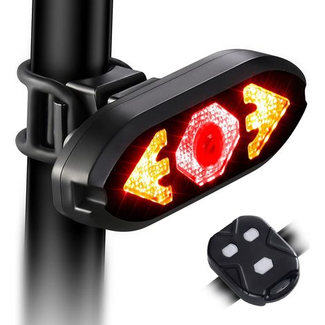 Fanale posteriore per bicicletta con indicatori di direzione, telecomando wireless, impermeabile, ricaricabile tramite USB, super luminoso, per una maggiore sicurezza notturna. (1/5)
