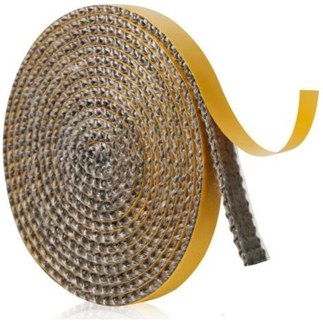 BUNTHAUS Joint d'Étanchéité en Fibre de Verre, 10mm x 2m x 2mm Autocollant Ruban d'Étanchéité pour Cheminée Joint Tressé pour Insert et Poêle pour Cheminées Porte de Poêle à Bois (Gris)