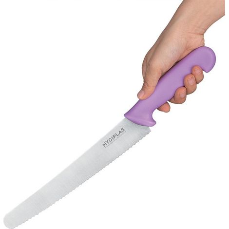 Couteau à pâtisserie denté violet 25cm - HYGIPLAS (1/4)