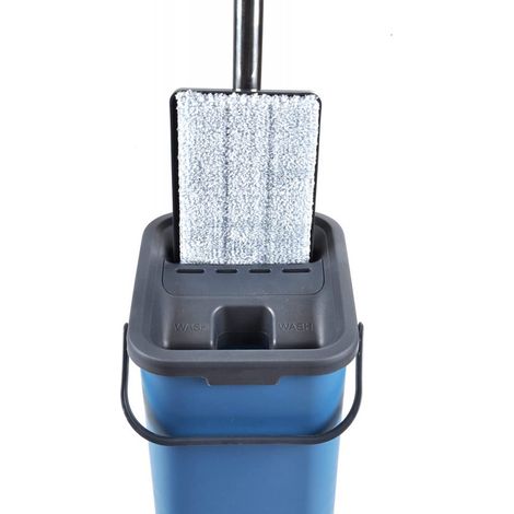 Set de nettoyage avec mop et seau compact en plastique - Bleu et gris - 2L - Livraison gratuite (1/2)