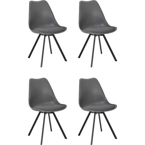 Lot de 4 Chaises Avec Coussin "Atome" 82cm Gris (1/5)