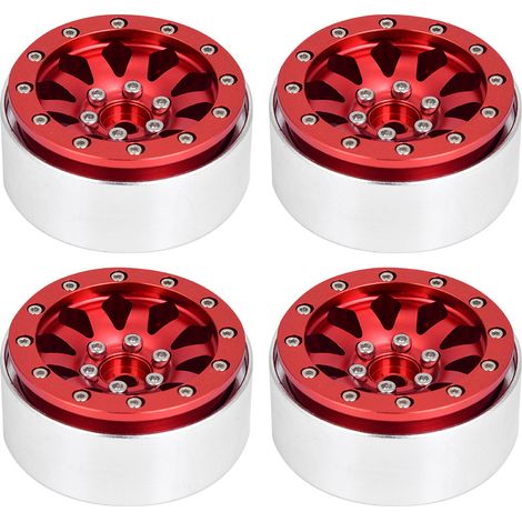 4-teilige 1,9" 10-Loch Beadlock-Leichtmetallfelgen für 1/10 RC Crawler - Rot (1/5)