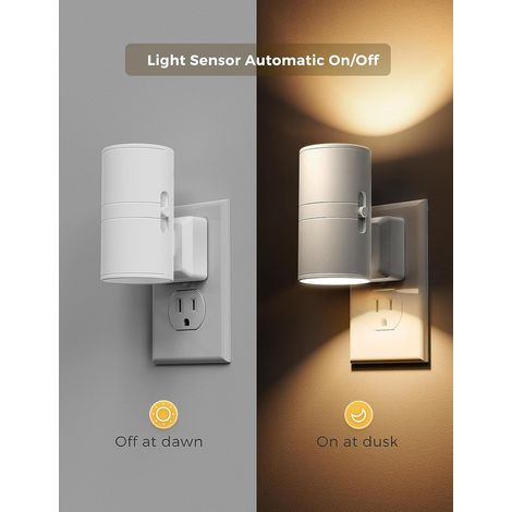 Lámpara de noche LED enchufable - Lámpara de pared con sensor de luz - Luz nocturna regulable de 0 a 100 lúmenes, luz blanca cálida de 3000 K - Lámpara de noche moderna - 2 unidades
