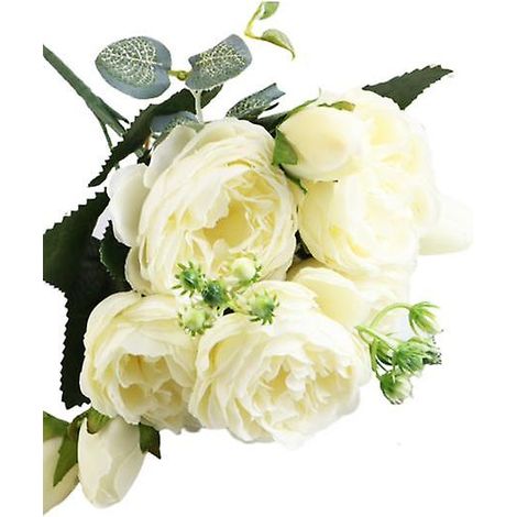 Composition florale artificielle imperméable, style vintage, aux couleurs vives, rose artificielle, pour la maisonblanc (1/5)