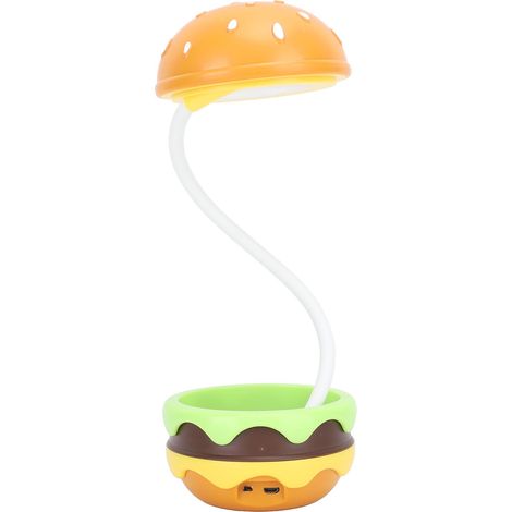Lampe de bureau mignonne pour enfants, rechargeable, en forme de hamburger, petite lampe de bureau avec bras articulé, variateur tactile et veilleuse pour chambre d'enfant (1/5)