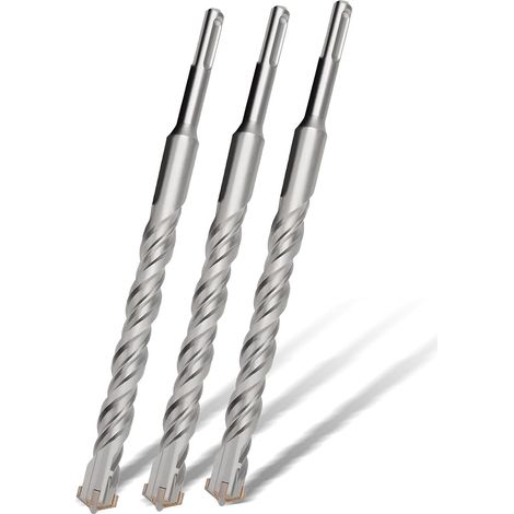 Lot de 3 forets SDS Plus 6 x 110 mm, pour marteau perforateur avec 4 tranchants en carbure cémenté, foret à béton, pierre naturelle, mur de brique (1/5)