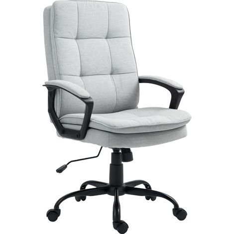 Sedia da ufficio ergonomica imbottita in tessuto grigio con braccioli e funzione dondolo (1/5)
