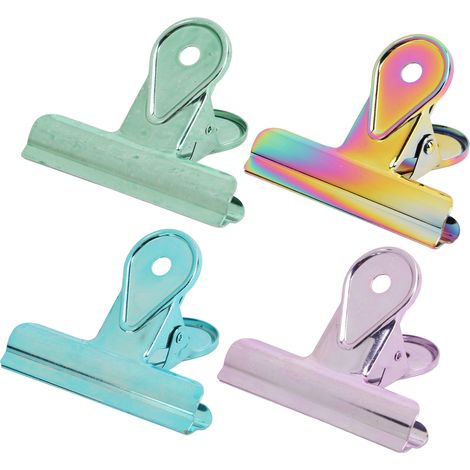 4 Pcs Bag Clips 4 Different Colors Iron Office Supplies Spring Fixing Tool for Homes Schools (1/5)