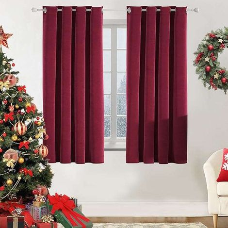 Tende oscuranti con occhielli, velluto, 140x175 cm, 2 pezzi, bordeaux