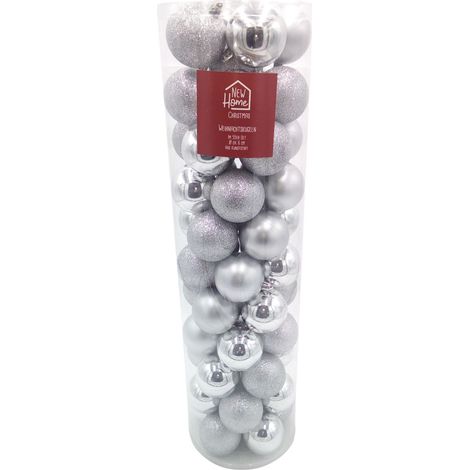 Weihnachtsbaumkugeln silber 55-tlg Christbaumschmuck Baumschmuck Christbaumkugel