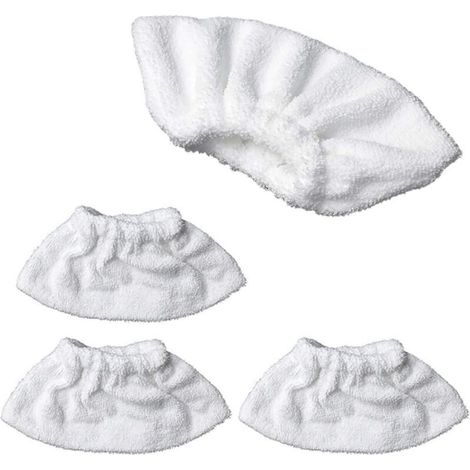 Pack Microfiber Steam Cleaning Accessories for Handheld Nozzle, Sponge Cloth Set, Terry Cotton Cover, Compatible with Most Steam Cleaners (White) (1/5)