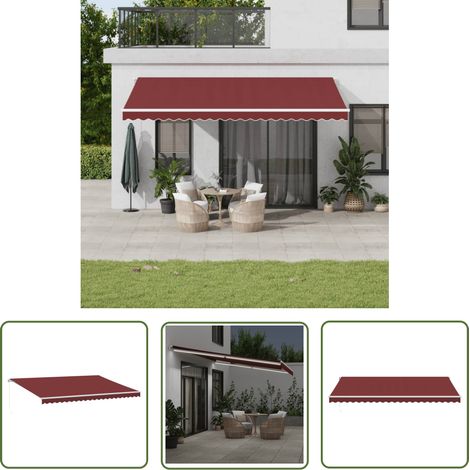 The Living Store Markise Manuell mit LED Weinrot 500x350 cm - Markise - Gartendekoration - Sonnenschutz - Outdoor Möbel - Patio Dekoration