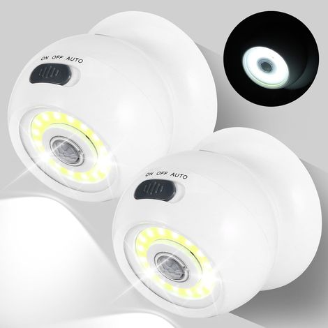2 Stück PIR-Bewegungsmelder-Nachtlichter, batteriebetriebene Sensorleuchten, 360°-Bewegungsmelder-Nachtlichter mit heller Kugel, kabellose Beleuchtungslampe für (1/5)
