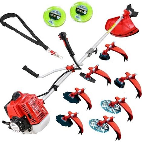 Synergy Desbrozadora Gasolina 65cc 4,9CV 8 en 1 – Motor 2 Tiempos – Discos 3 Puntas, Discos 2 Puntas y Cabezales automaticos