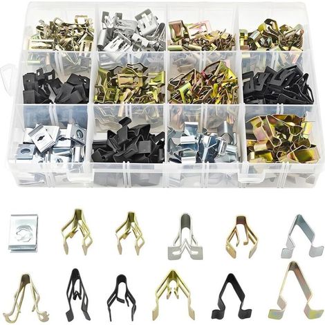240 clips de fixation métalliques pour voiture, clips de fixation pour l'intérieur du véhicule, clips de fixation pour tableau de bord, clips à ressort pour panneaux de garniture métalliques (1/4)