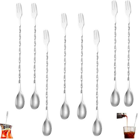 piezas - Agitador de cóctel - Agitador - Cuchara de bar - Cuchara de cóctel - Cuchara de bar retorcida con mortero - mortero - 32 cm - Barra de bar esencial de acero inoxidable (1/5)