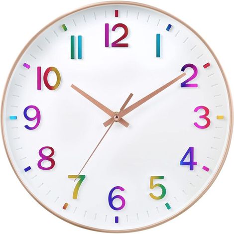 Batteriebetriebene Kinderwanduhr, 30 cm, geräuschlos, moderne Wanduhr für Wohnzimmer, Schlafzimmer, Büro, Klassenzimmer