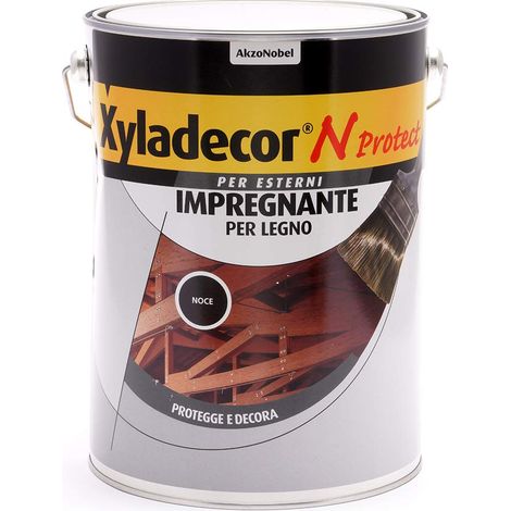 Xyladecor N PROTECT Fondo Impregnante per Legno Esterno a base solvente, Protettivo e Decorativo, Pronto Uso, colore NOCE 5L, 5 L (1/3)