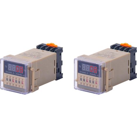 2 relais temporisés DH48S-S 12 V, cycle répétitif DC24 V, avec support. Série DH48S, temporisateur avec embase. (1/5)