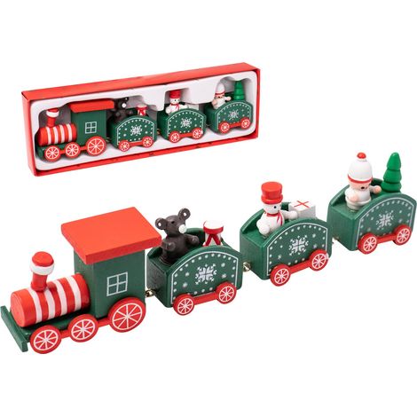 Train de Noël vert en bois - Décoration de Noël - Pendentif de sapin de Noël - Décoration de Noël en bois - Décoration d'arbre de Noël à suspendre (1/5)