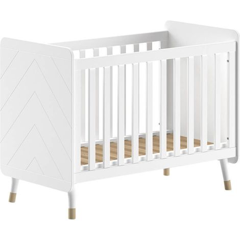 TINY WHITE - Lit bébé à barreaux Blanc et Gold Motif Graphique (1/3)