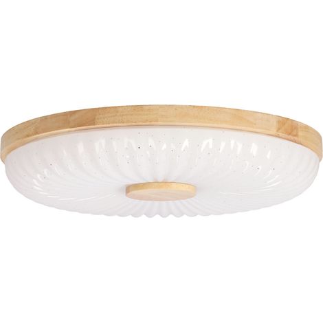 Plafonnier vintage rond bois blanc LED 24W Candellux (1/3)