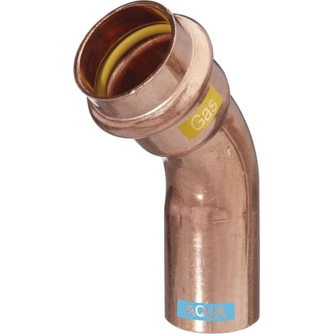 HS AQUAGAS V Bogen 42 x 42 mm 452404242 Kupfer, 45Grad, AG/IG, Press Copper, Fitting für Gas und Wasser