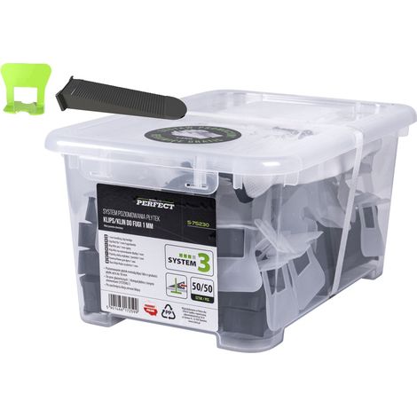 Stalco Nivellierset-System, 3-Klammer-/Keilverbindung, 1 mm Box, 50/50 Stück, S-75230 (1/3)
