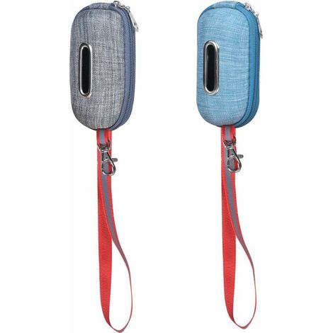 2Pcs Distributeur Sac à Crottes Chien en Tissu, Distributeur de Sacs à Déjections Canines avec Crochet Support de Sac pour Sac à Crotte Chien/ Sac a Caca Distributeur Sac à Crotte pour Chien (blue + g (1/5)
