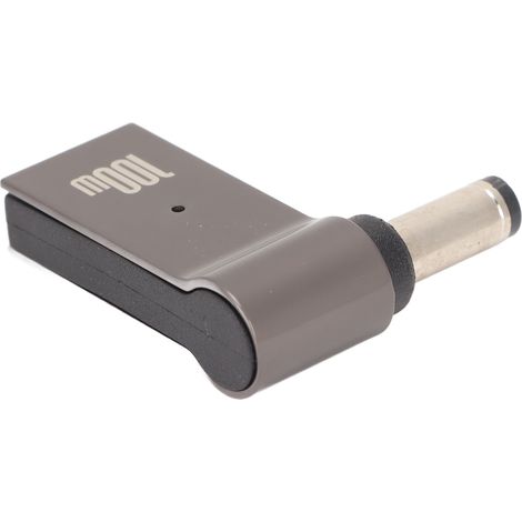 Adaptateur secteur pour ordinateur portable PD USB Type C femelle I vers CC 100 W en alliage d'aluminium coudé, 5,5 x 2,1 mm (1/5)