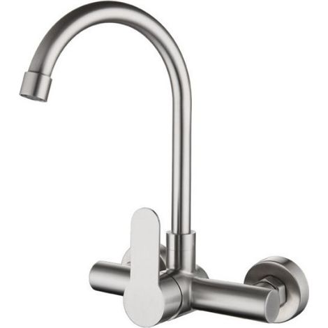 Robinet de cuisine monté sur butée en érable, en acier inoxydable 304, pour serpillière, robinet rotatif eau chaude et eau froide (1/4)