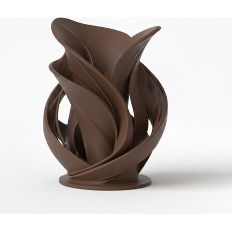 Vase décoratif brun sculpté en spirale pour fleurs séchées (1/3)