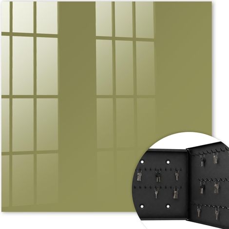 Armoire à clés - (30 cm x 30 cm) - Boîte à clés murale - Coffret de rangement pour clés - Couleur noire - Ouverture vers la droite - Pour maison et bureau - herbe verte