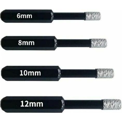 Professionelle Diamantbohrer für Fliesen, Keramik, Glas und Stein – 4er-Set Diamantbohrer (6 mm, 8 mm, 10 mm, 12 mm) – Lochsägen für Feinsteinzeug und Fliesen (dyk-alovez) (1/4)