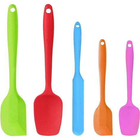 Teigschaber Silikon Set 5 Stück, Hitzebeständig, Nahtlos, Mehrfarbig