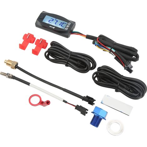 Thermomètre numérique quatre-en-un pour moto avec affichage de la température d'huile, de la température du moteur, du voltmètre et de l'heure, équipé d'un connecteur de bougie d'allumage de 14 mm M14 (1/5)