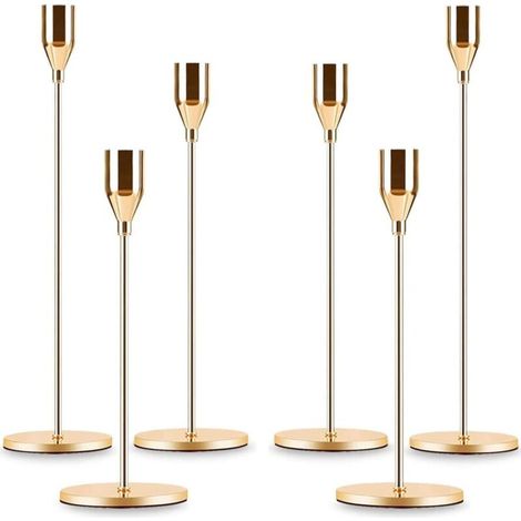 Bougeoir Doré Coniques 6 pcs Chandelier de Mariage Chandeliers Coniques pour la Maison pour Les Fêtes,Mariages,Dîners (1/5)