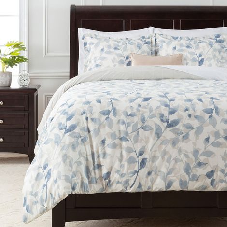 Parure de lit à Plusieurs Couches – Housse de Couette (228,6 x 228,6 cm) et 2 taies d'oreiller (50,8 x 66 cm) – Parure de lit 3 pièces, Grand lit, Bleu Taupe (1/5)
