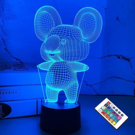 TAISHENGDA-3D Koala Night Light Illusion animale Lampe LED pour la décoration de la chambre des enfants avec télécommande 16 couleurs changeantes Unique Noël Halloween cadeau d'anniversaire pour enfan