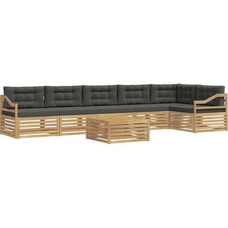 Conjunto de sofás de exterior 7 uds. 6 plaza Blanco y Antracita vidaXL (1/5)